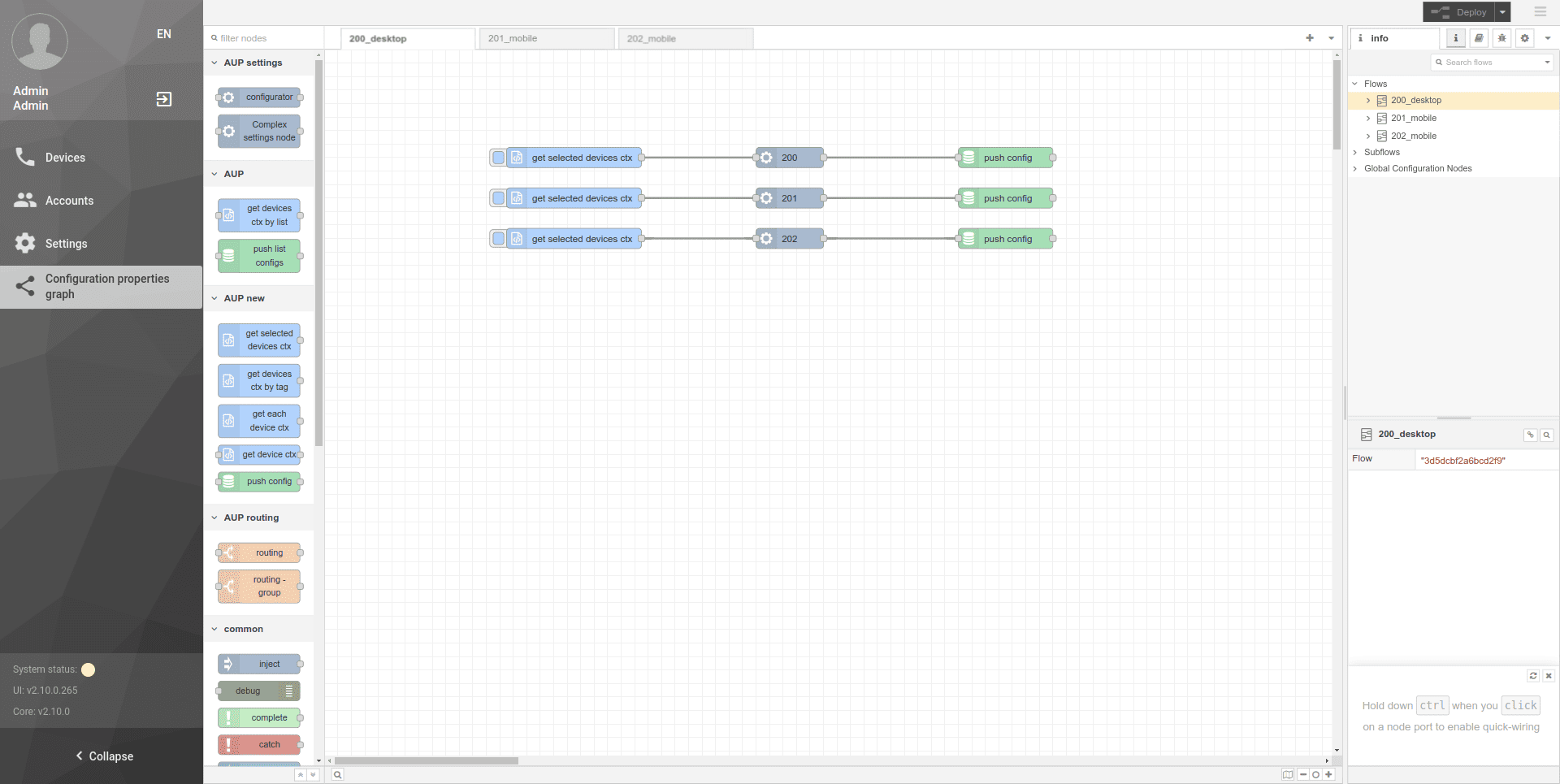 Configuration properties graph